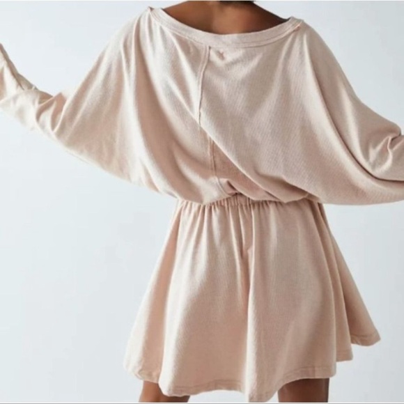 Free People Beach Santa Maria Mini Dress Women's SMALL Light Pink Boho Preppy - Picture 2 of 10